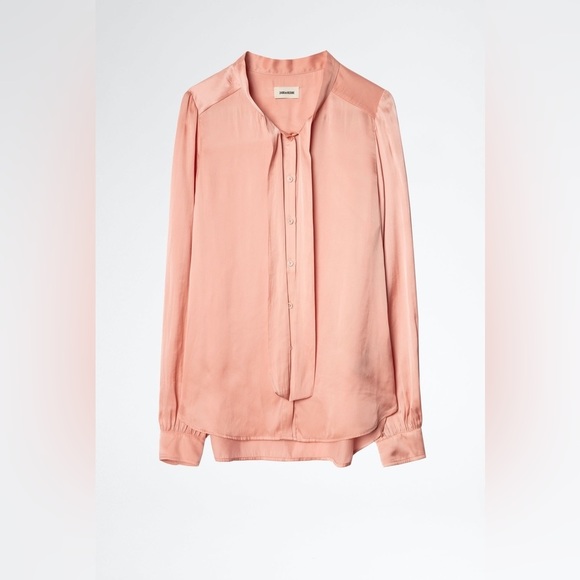 NWT Zadig & Voltaire Taos Tie Neck Satin Blouse Size S M - Picture 4 of 7
